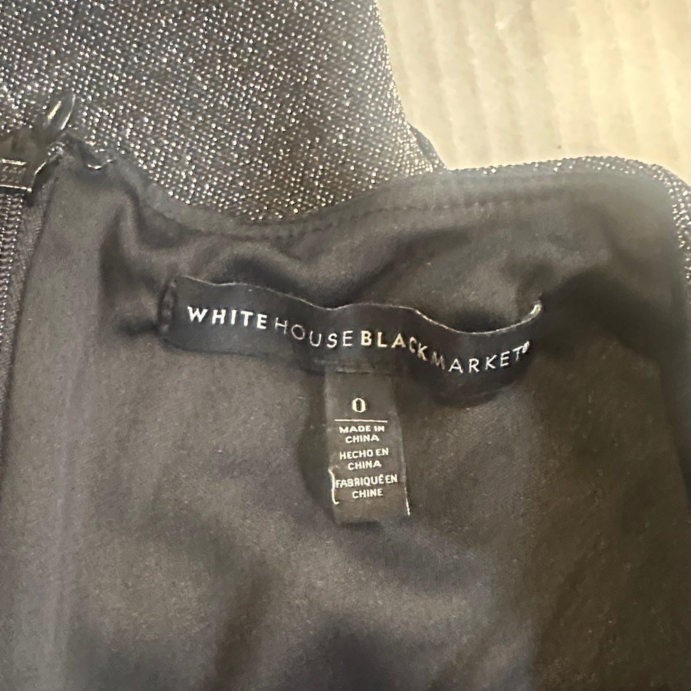 White House Black Market Elegant Black Glitter Dress with v neck and zipper back - Picture 5 of 8